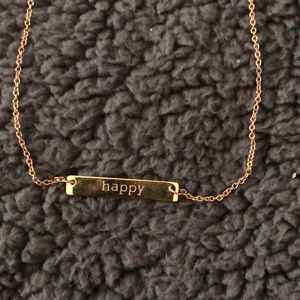 Jook and Nona tag necklace gold happy